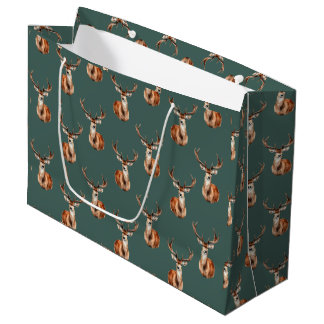Sacola Para Presentes Grande Wildlife Deer Head Watercolor