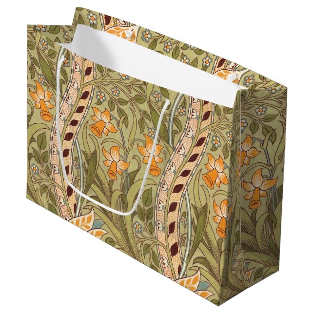 Sacola Para Presentes Grande William Morris Daffodil Garden Flower Classic Bota (Frente inclinada)