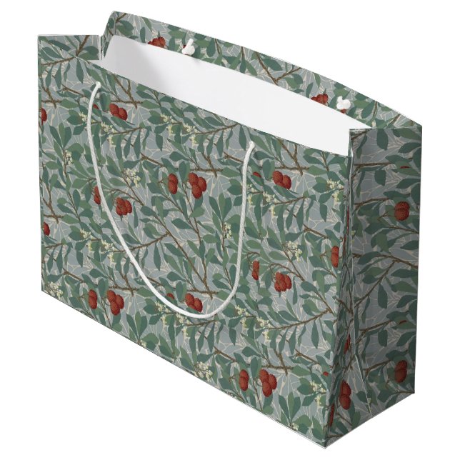Sacola Para Presentes Grande William Morris Decorative Art Arbutus Pattern (Verso inclinado)