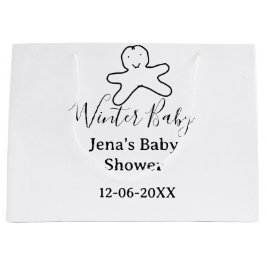 Sacola Para Presentes Grande Winter baby shower cookie black scribble hand-draw