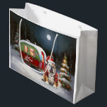 Sacola Para Presentes Grande Winter Bulldog Caravan Christmas Adventure<br><div class="desc">Adotar a magia de uma noite de inverno nevada enquanto uma caravana desliza graciosamente através da paisagem iluminada pela lua. A beleza serena da neve escutadora e o brilho encantador da lua criam uma cena cativante,  prometendo uma aventura inesquecível de Natal cheia de calor,  alegria e memórias queridas.</div>