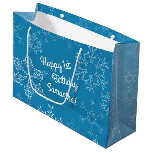 Sacola Para Presentes Grande Winter Onederland primeiro aniversario Party Kids