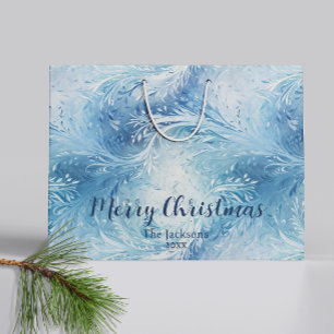 Sacola Para Presentes Grande Winter Wonderland Blue Frosty