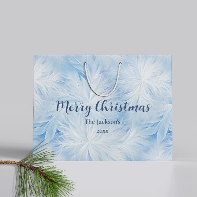 Sacola Para Presentes Grande Winter Wonderland Blue Frosty (Criador carregado)