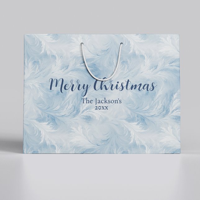 Sacola Para Presentes Grande Winter Wonderland Blue Frosty (Criador carregado)