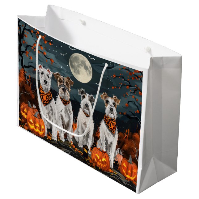 Sacola Para Presentes Grande Wirefox Terrier Halloween Spooky (Frente inclinada)