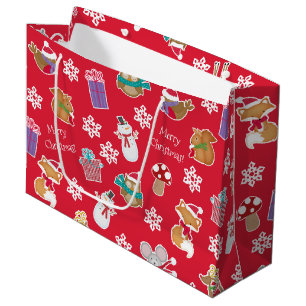 Sacola Para Presentes Grande Woodland Animal Padrão Red Merry Natal