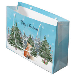 Sacola Para Presentes Grande Woodland Fox Christmas