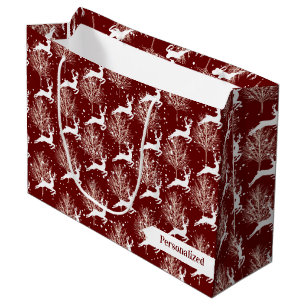 Sacola Para Presentes Grande Woodland Reindeer - Vermelho