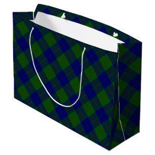 Sacola Para Presentes Grande Xadrez azul-tartan-de-clã-barro