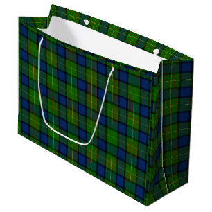 Sacola Para Presentes Grande Xadrez azul verde Muir Moore tartan