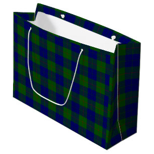 Sacola Para Presentes Grande xadrez azul verde tartan Barclay