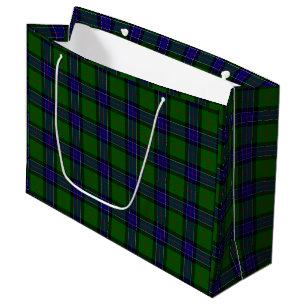 Sacola Para Presentes Grande Xadrez azul verde tartan Sinclair