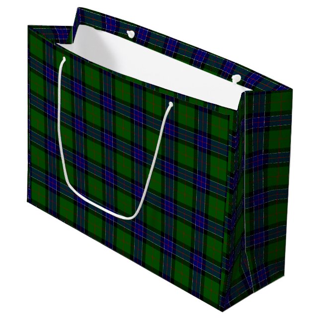 Sacola Para Presentes Grande Xadrez azul verde tartan Sinclair (Frente inclinada)