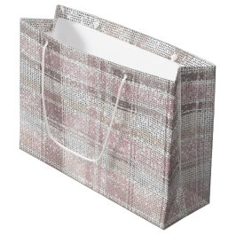 Sacola Para Presentes Grande Xadrez branca rosa-chic Strikle natalino