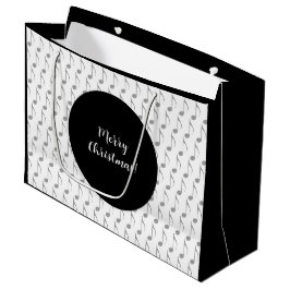 Sacola Para Presentes Grande Xadrez Chic Notas Musicais Feliz Natal