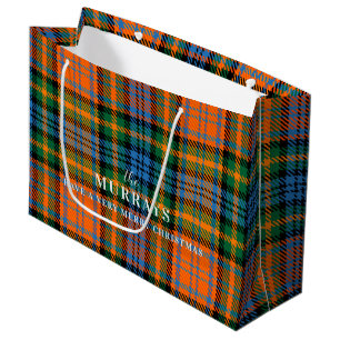 Sacola Para Presentes Grande Xadrez Clan Murray Blue Orange Green Tartan