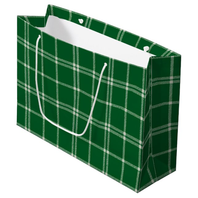 Sacola Para Presentes Grande Xadrez de visco verde (Frente inclinada)