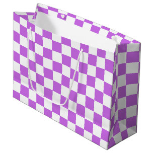 Sacola Para Presentes Grande Xadrez magenta visual clássico