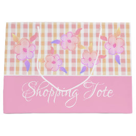 Sacola Para Presentes Grande Xadrez rosa bonito