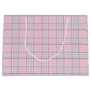 Sacola Para Presentes Grande Xadrez Rosa Esbranquiçada Grande Saco de Presente