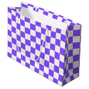 Sacola Para Presentes Grande Xadrez roxo visual clássico