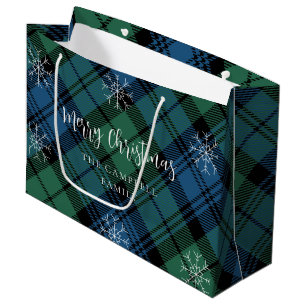 Sacola Para Presentes Grande Xadrez Verde Azul Russo Campbell Tartan