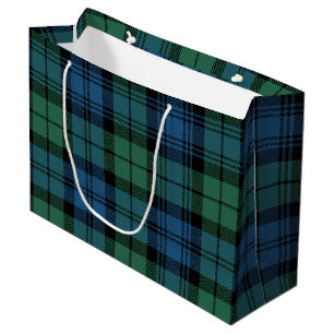 Sacola Para Presentes Grande Xadrez Verde Cheque Campbell Tartan