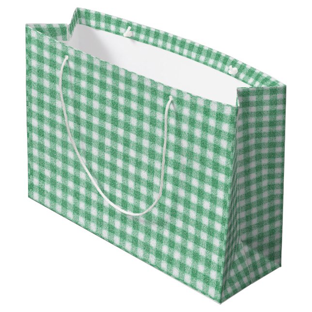 Sacola Para Presentes Grande Xadrez Verde Menta Infantil  (Verso inclinado)
