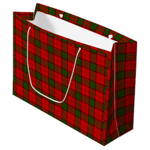 Sacola Para Presentes Grande Xadrez verde-vermelha Maxwell tartan