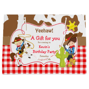 Sacola Para Presentes Grande Yeehaw Cowboy Western Birthday