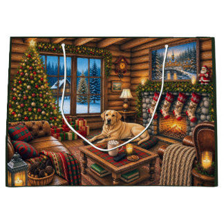 Sacola Para Presentes Grande Yellow Labrador Holiday