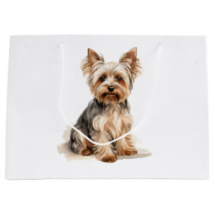 Sacola Para Presentes Grande Yorkshire Terrier watercolor impressão Yorkie dog