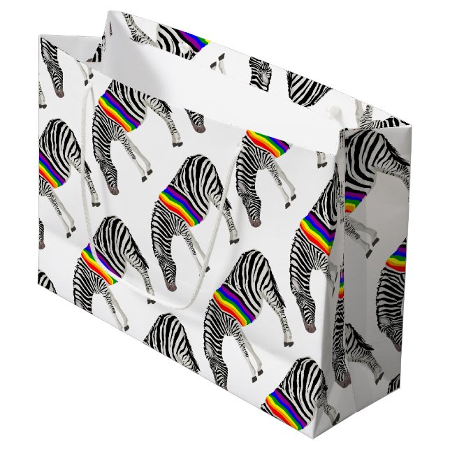 Sacola Para Presentes Grande Zebra de LGBT (Frente inclinada)