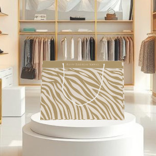 Sacola Para Presentes Grande Zebra Print-Beige-