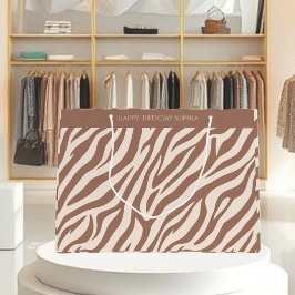 Sacola Para Presentes Grande Zebra Print-Mocha Mousse