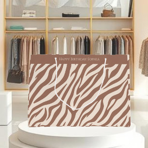 Sacola Para Presentes Grande Zebra Print-Mocha Mousse