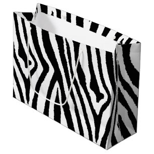 Sacola Para Presentes Grande Zebra Strips Preto e Branco Bold Safari