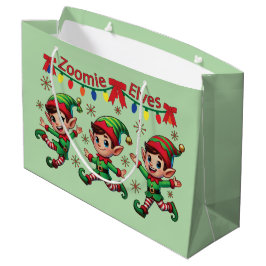 Sacola Para Presentes Grande Zoomie Elves Natal
