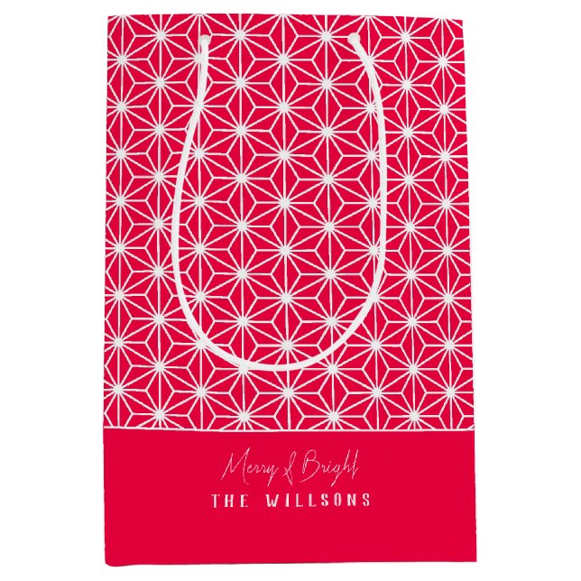 Sacola Para Presentes Média の 麻 葉 | Presente do Xmas do padrão Kimono japonês  (Frente)