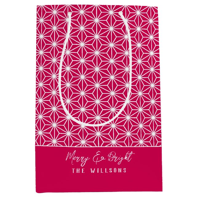 Sacola Para Presentes Média の 麻 葉 | Saco de presentes do padrão Kimono japonês (Frente)