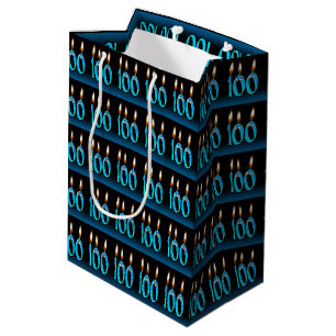 Sacola Para Presentes Média 100th aniversário com velas do globo ocular