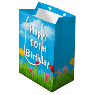 Sacola Para Presentes Média 101rua Birthday Tulips Saco médio para presentes
