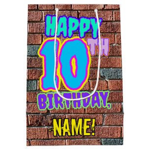 Sacola Para Presentes Média 10.o aniversário: Divertido, Grafite Urbano Inspi