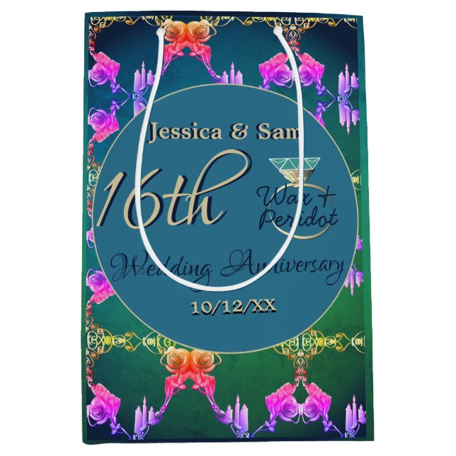 Sacola Para Presentes Média 16ª Cera de Casamento, Banheira de Presente de Flo (Frente)