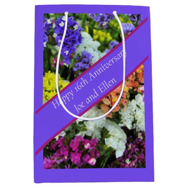 Sacola Para Presentes Média 16.º aniversário - Coloração Statice (Frente)