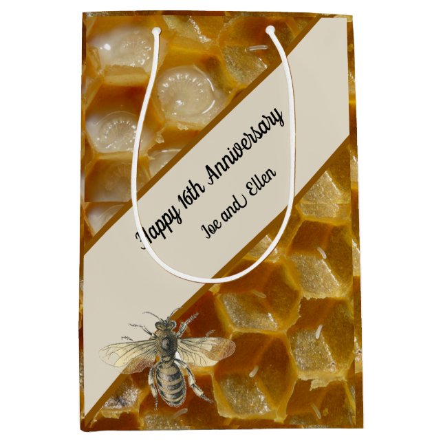 Sacola Para Presentes Média 16.º aniversário de casamento, cera (Frente)