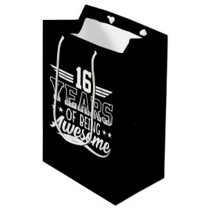 Sacola Para Presentes Média 16.º ano incrível Arte de Palavras de Aniversário