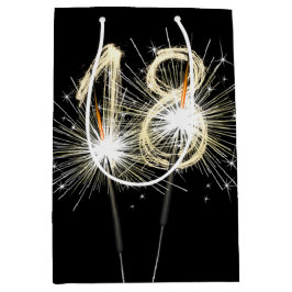 Sacola Para Presentes Média 18º aniversário dos Sparklers de Preto