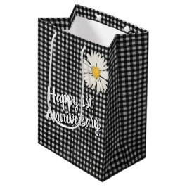 Sacola Para Presentes Média 1rua Aniversário Daisy Em Gingham Medium Gift Bag